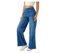 Pantalon En Denim À Jambe Large Pour Femmes, Taille Haute, Jambe Droite, Coupe Ample, Jeans Décontractés Très Extensibles Pour Le Yoga, Le Fitness, Les Sports Décontractés(1#,S)