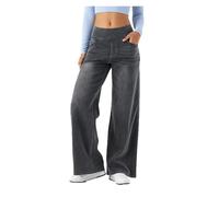 Pantalon En Denim À Jambe Large Pour Femmes, Taille Haute, Jambe Droite, Coupe Ample, Jeans Décontractés Très Extensibles Pour Le Yoga, Le Fitness, Les Sports Décontractés(5#,M)
