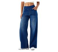 Pantalon En Denim À Jambe Large Pour Femmes, Taille Haute, Jambe Droite, Coupe Ample, Jeans Décontractés Très Extensibles Pour Le Yoga, Le Fitness, Les Sports Décontractés(2#,S)