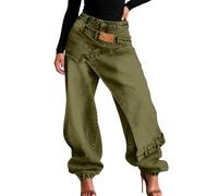 Pantalon en Denim à Jambes Larges et Confortables, avec Un Design à plusieu | Legging Doublure Polaire Court Rouge Portefeuille Argenté Sous Lisse Vieux Sandales Poches Italien Tailleur