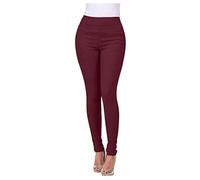 Pantalon en Denim à la Cheville pour Femme Stretch Jegging Grande Taille (Red, XXL)