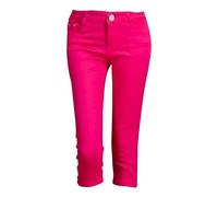 Pantalon en jean 3/4 décontracté pour femme - Taille haute - Coupe étroite - Couleur unie - Stretch - Pantalon en tissu léger - Pour l'extérieur - Taille élastique - Pantalon d'été avec poches et