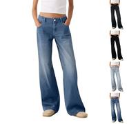 Pantalon en jean boyfriend pour femme - Taille basse - Pantalon baggy - Pantalon hip-hop des années 70 - Pantalon de jogging élégant - Coupe ample - Jean stretch - Pantalon en denim évasé streetwear