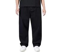 Pantalon en jean cargo ample pour homme, tendance, décontracté, jambe droite, confortable et grand, idéal pour l'automne, matériau en coton avec poches pratiques, Noir , M