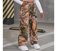 Pantalon en jean décontracté style camouflage pour préadolescentes, élégant et audacieux pour l'esprit scolaire 8Y,9Y,10Y,11Y,12YPlantesJean