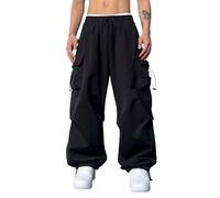 Pantalon en jean garçon homme décontracté taille couleur sport chapeau tissé poche pied corde solide pantalon street cargo cravate homme pantalon cargo pantalon tactique homme, Noir , XXL