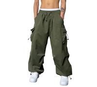Pantalon en jean garçon homme décontracté taille couleur sport chapeau tissé poche pied corde solide pantalon street cargo cravate homme pantalon cargo pantalon tactique homme, Vert armée., 3XL