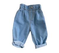 Pantalon en jean pour bébé garçon et fille - Décontracté - Taille haute - Pantalon droit en denim - 86 92, bleu, 12-18 mois
