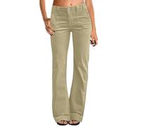 Pantalon en jean pour femme taille basse bootcut, denim vintage, coupe droite, jambe large, pantalon décontracté uni, coupe droite, pantalon de jogging confortable, coupe droite, kaki, XL