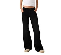 Pantalon en jean pour femme - Taille haute - Stretch - Coupe étroite - Vintage - Jambes larges - Délavé - Pour l'extérieur - Streetwear - Décontracté - Avec poches et passants de ceinture - S-XXL