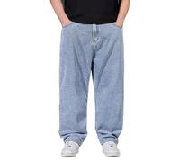 Pantalon en jean pour homme - Avec jambes larges - Taille élastique - Pantalon de loisirs - Taille haute - Pantalon de travail - Pantalon large pour le quotidien, bleu clair, 8XL