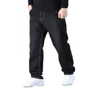 Pantalon en jean pour homme, grande taille, élastique, droit, ample, décontracté, pantalon long en jean, Noir , 8XL