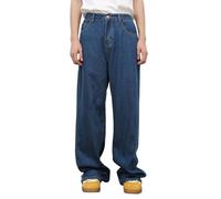 Pantalon en jean pour homme - Pantalon baggy - Jambes larges - Stretch - Coupe ajustée - Couleur unie - Y2K - Hip Hop - Vintage - Décontracté - Mode hip hop, X01 bleu foncé, L
