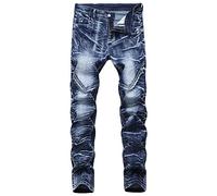 Pantalon en Jean Stretch Skinny pour Homme Jeans Slim Droites lavés Jeans Queen Size décontractés et Confortables (Bleu 1,38)