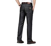 Pantalon en Jeans Léger Coupe Droite Jean Stretch 5 Poches Taille Haute Effet Délavé - Noir - INSFITY 52