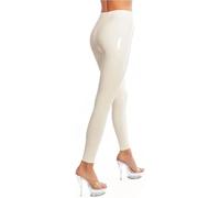 Pantalon en Latex Fait à La Main Taille Haute Legging en Latex Blanc avec Fermeture éclair à L’Entrejambe Pantalon en Caoutchouc, Pink, XL