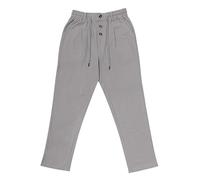 Pantalon en lin avec cordon de serrage pour homme - Taille haute - Jambe droite - Pantalon d'été léger - Pantalon de vacances - Pantalon de marche à lacets - Pantalon de sortie pour le week-end, gris