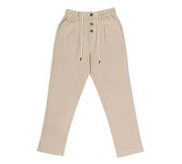 Pantalon en lin avec cordon de serrage pour homme - Taille haute - Jambe droite - Pantalon d'été léger - Pantalon de vacances - Pantalon de marche à lacets - Pantalon de sortie pour le week-end, kaki