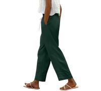 Pantalon en Lin Femme Pantalon D'été Taille Haute Lin Mousseline Respirant Couleur Unie Léger Séchage Rapide Pantalon De Plage Extérieur Taille Élastique Pantalon De Loisirs Avec Cordon De Serrage Et