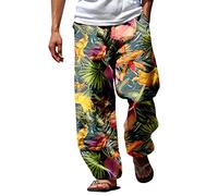 Pantalon en Lin Homme Slim Pantalon Decontracte Ample Pantalon de Plage Léger Respirant Pantalon Long Oversize Confort Taille élastique Cordon de Serrage Pantalon Lin Pantalon Sport Jogger