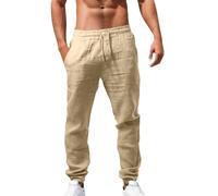 Pantalon en Lin Léger pour Homme Pantalons d'Été Long Décontracté avec Jambes Larges Taille Élastique et Poches Pratiques Idéal pour les Loisirs Vente Flash du jour et Soldes Vetements Mode Pant