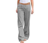 Pantalon en lin pour femme Pantalon décontracté Taille basse Coton Lin Pantalon en tissu confortable Couleur unie Mousseline Respirant Pantalon d'été Extérieur Taille élastique Pantalon de loisirs