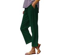 Pantalon en lin pour femme Pantalon décontracté Taille haute Coton Lin Pantalon en tissu confortable Couleur unie Mousseline Séchage rapide Pantalon de plage Extérieur Taille élastique Pantalon d'été