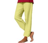 Pantalon en lin pour femme Pantalon décontracté Taille haute Coton Lin Pantalon en tissu confortable Couleur unie Mousseline légère Respirant Pantalon de jogging Extérieur Taille élastique Pantalon