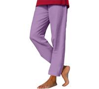 Pantalon en lin pour femme Pantalon décontracté Taille haute Coton Lin Pantalon en tissu confortable Couleur unie Mousseline légère Respirant Pantalon de jogging Extérieur Taille élastique Pantalon