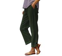 Pantalon en lin pour femme Pantalon décontracté Taille haute Pantalon ample en coton et lin Couleur unie Mousseline Respirant Pantalon de loisirs Extérieur Taille élastique Pantalon d'été avec cordon