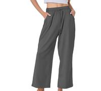 Pantalon en lin pour femme Pantalon d'été taille haute Coton Lin Pantalon en tissu confortable Couleur unie Mousseline Respirant Pantalon de loisirs Extérieur Taille élastique Pantalon de jogging avec