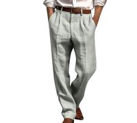 Pantalon en lin pour homme de style chinois, pantalon d'été léger avec jambes larges, pantalon Kung Fu pour le yoga et les loisirs, pantalon décontracté Tai Chi, Gris clair (02), S