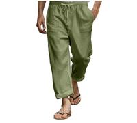 Pantalon en lin pour homme, pantalon d'été, pantalon en soie, cordon de serrage, taille élastique, coupe droite, simple, confortable, respirant, pour la maison, les loisirs, le quotidien, la mode