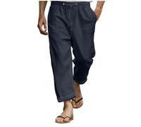 Pantalon en lin pour homme, pantalon d'été, pantalon en soie, cordon de serrage, taille élastique, coupe droite, simple, confortable, respirant, pour la maison, les loisirs, le quotidien, la mode