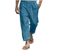 Pantalon en lin pour homme, pantalon d'été, pantalon en soie, cordon de serrage, taille élastique, coupe droite, simple, confortable, respirant, pour la maison, les loisirs, le quotidien, la mode