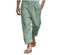 Pantalon en lin pour homme, pantalon d'été, pantalon en soie, cordon de serrage, taille élastique, coupe droite, simple, confortable, respirant, pour la maison, les loisirs, le quotidien, la mode