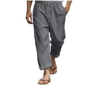 Pantalon en lin pour homme, pantalon d'été, pantalon en soie, cordon de serrage, taille élastique, coupe droite, simple, confortable, respirant, pour la maison, les loisirs, le quotidien, la mode