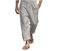 Pantalon en lin pour homme, pantalon d'été, pantalon en soie, cordon de serrage, taille élastique, coupe droite, simple, confortable, respirant, pour la maison, les loisirs, le quotidien, la mode
