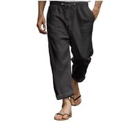 Pantalon en lin pour homme, pantalon d'été, pantalon en soie, cordon de serrage, taille élastique, coupe droite, simple, confortable, respirant, pour la maison, les loisirs, le quotidien, la mode