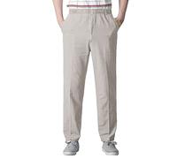 Pantalon en Lin pour Hommes Confortable Décontracté Pantalon Long Léger Coton et Lin Large Pantalon avec Cordon de serrage Vacances Classiques Pantalon Yoga Jambe Droite avec Poches Loose Fit Pantalon