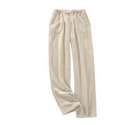 Pantalon en peluche pour homme et femme - En polaire - Pour dames - Épais - Pyjama - Pyjama unisexe - Doux - Pyjama en peluche - Pour la maison - Pantalon long - Chaud - Pantalon de loisirs - Mode