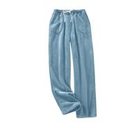 Pantalon en peluche pour homme et femme - En polaire - Pour dames - Épais - Pyjama - Pyjama unisexe - Doux - Pyjama en polaire - Pantalon pour la maison - Long - Chaud - Pantalon de loisirs - Mode
