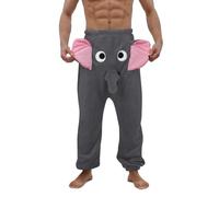 Pantalon en Peluche Rigolo Homme de Pyjama Chaud et Épais Long en Polaire Câlin de Loisirs Douce et Moelleuse avec Trompe d'Éléphant, Vêtements de Détente Maison Automne Hiver, Cadeaux Drôles