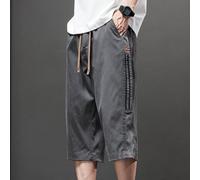 Pantalon en polyester à sept points pour hommes, décontracté, gris marron