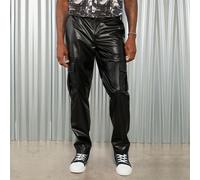 Pantalon en PU avec poche rabattable sur le côté pour hommes, pantalon cargo noir uni, pour sortir, cadeaux pour mari ou petit ami, inspiré du streetwear, automne-hiver L,M,S,XL,XS,XXLUnicolorePolyuré