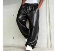 Pantalon en PU noir grande taille pour hommes, pantalon droit décontracté ample, PAVTROS, Y2k, Mardi Gras, Streetwear, Vintage, Vacances, J'aime mon petit ami, Grande taille pour hommes 2XL,3XL,4XL,5X