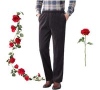 Pantalon en velours côtelé à taille élastique pour homme, pantalon droit en velours côtelé confortable pour les personnes âgées d'âge moyen (gris, 3XL)