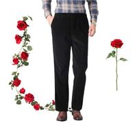 Pantalon en velours côtelé à taille élastique pour homme, pantalon droit en velours côtelé confortable pour les personnes âgées d'âge moyen