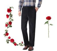 Pantalon en velours côtelé à taille élastique pour homme, pantalon droit en velours côtelé confortable pour les personnes âgées d'âge moyen