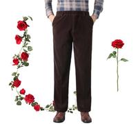 Pantalon en velours côtelé à taille élastique pour homme, pantalon droit en velours côtelé confortable pour les personnes âgées d'âge moyen